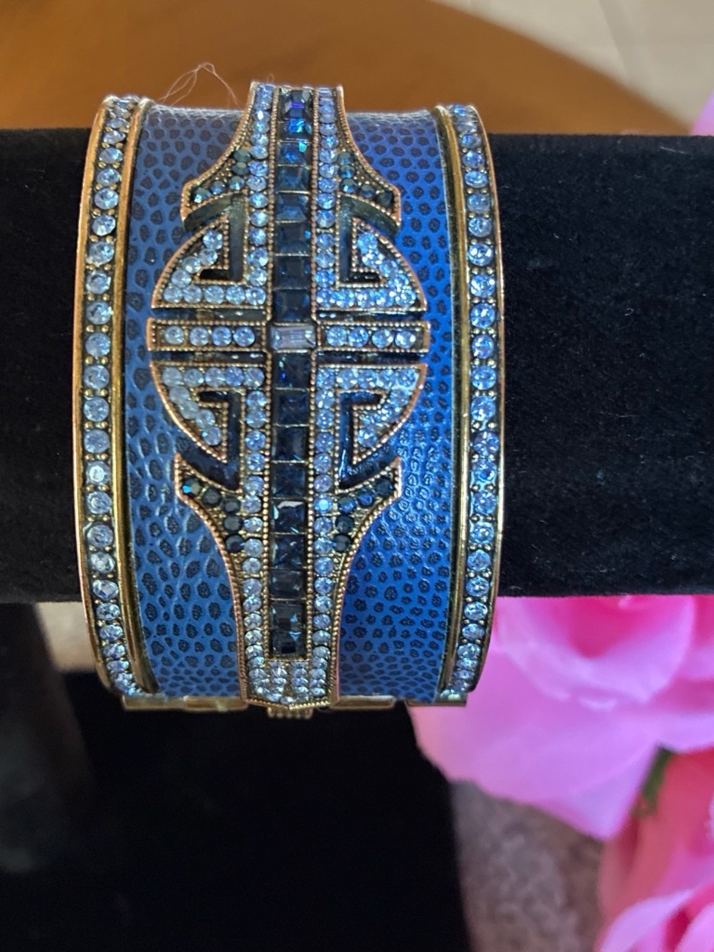 Heidi Daus Blue and Gold Crystal-Accented Wide Cuff Bracelet - Picture 4 of 6